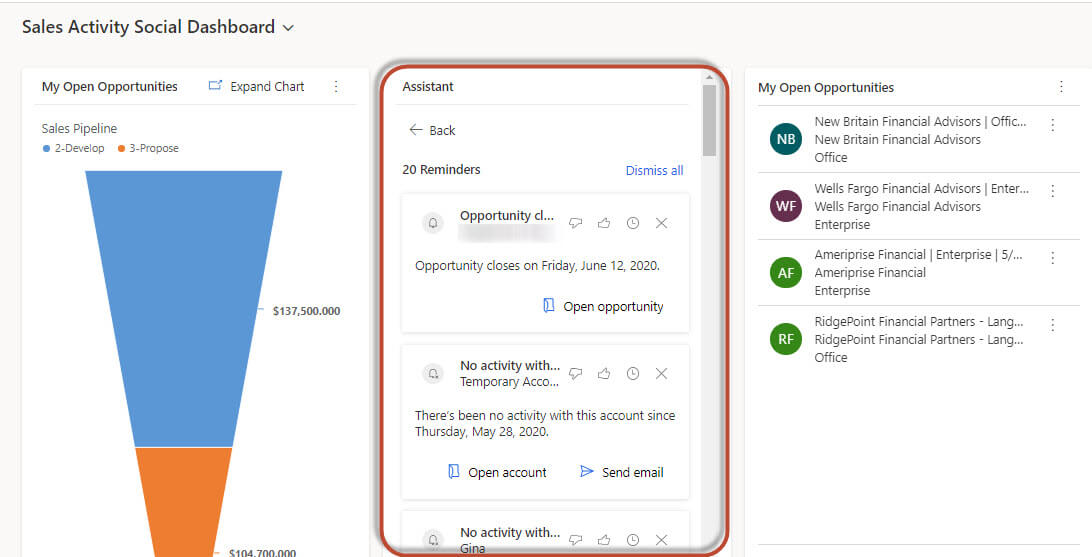 Dynamics 365 Sales Insights Assistant Action Cards-Dashboards