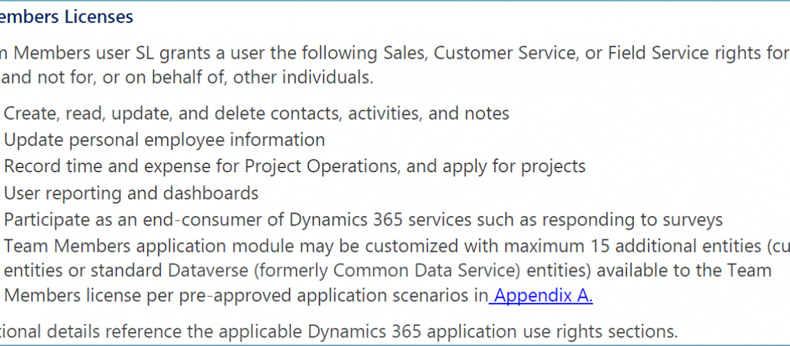 Dynamics 365 Team Members Use Rights