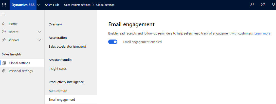 Email Engagement Setting Switch