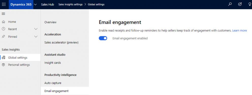 Email Engagement Setting Switch